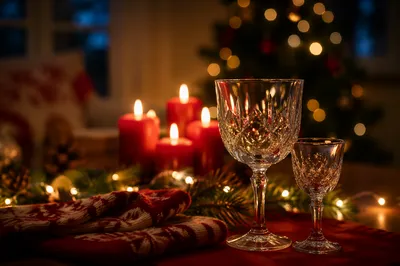Warm Christmas Candles with Festive Bokeh