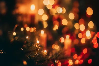 Warm Christmas Candle Bokeh Lights