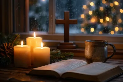 Warm Christmas Candle Prayer Corner