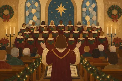 Christmas Choir Cantata in Church Sanctuary