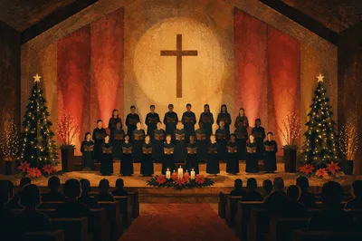 Christmas Choir Cantata in Church Sanctuary
