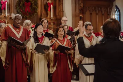Christmas Choir Performing in Traditional Church