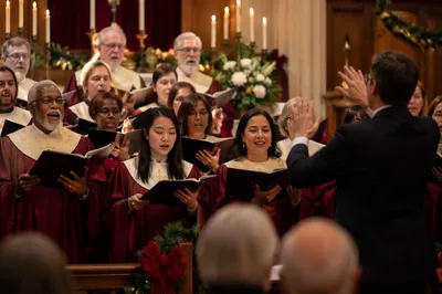 Christmas Choir Performing in Church Sanctuary