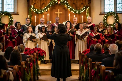 Christmas Choir Performing in Church Sanctuary