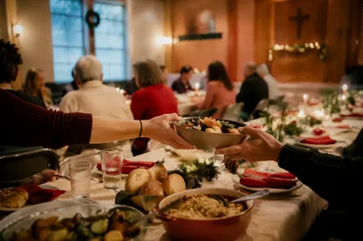 Christmas Church Fellowship Dinner Tables