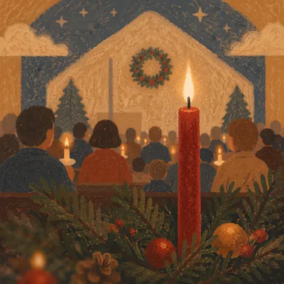Christmas Eve Candlelight Service Red Candle