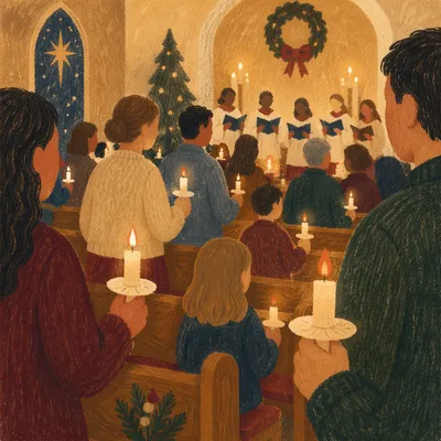 Christmas Eve Candlelight Congregation in Modest Sanctuary