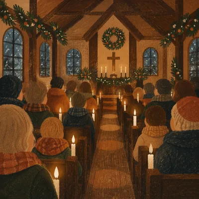 Christmas Eve Candlelight Service in Wooden Chapel