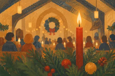 Christmas Eve Candlelight Service Red Candle