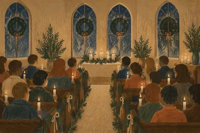 Christmas Eve Candlelight Service in Wooden Chapel