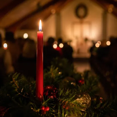 Christmas Eve Candlelight Service with Evergreen Garland
