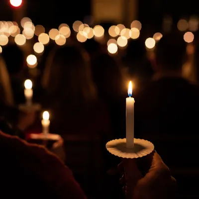 Candlelight Service with Warm Bokeh Glow