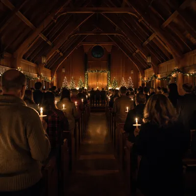 Christmas Eve Candlelight Service in Wooden Chapel