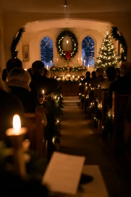 Candlelit Christmas Eve Chapel Congregation