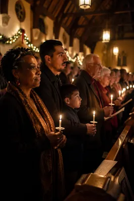 Christmas Eve Candlelight Church Congregation