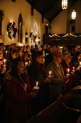 Christmas Eve Candlelight Service Congregation in Church