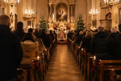 Christmas Eve Candlelight Church Congregation