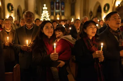Christmas Eve Candlelight Church Congregation