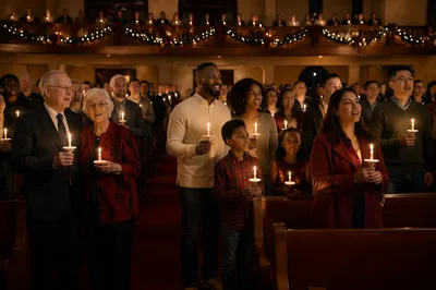 Christmas Eve Candlelight Church Congregation