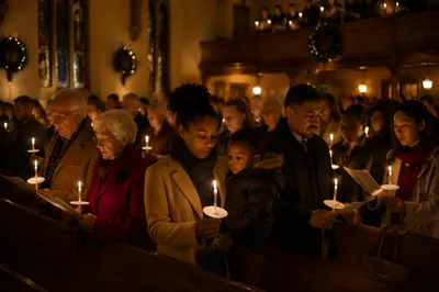 Christmas Eve Candlelight Church Congregation