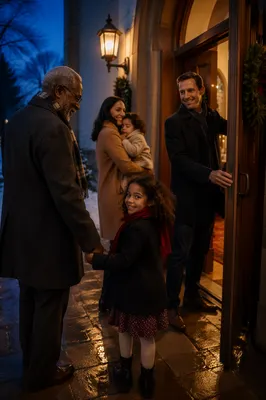 Family Entering Church on Christmas Eve