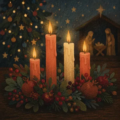 Advent Candlelight Nativity Wreath