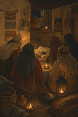 Candlelit Rustic Christmas Nativity in Stable