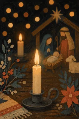 Candlelit Nativity Scene with Warm Holiday Glow