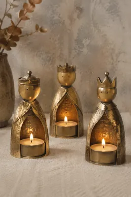 Handmade Brass Nativity Candlelight for Christmas Eve