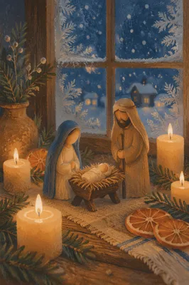 Candlelit Handmade Nativity on Christmas Eve