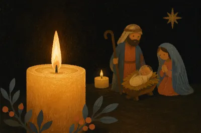 Candlelit Nativity with Warm Christmas Glow