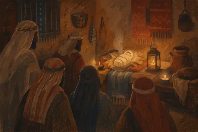 Candlelit Nativity in Rustic Stable