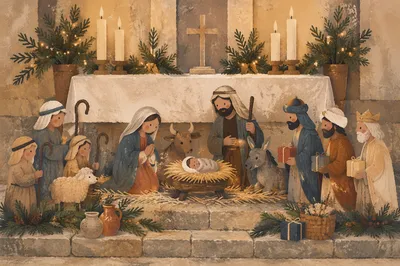 Christmas Nativity Candlelight at Chapel Altar