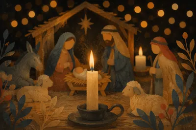 Candlelight Nativity in Quiet Christmas Glow