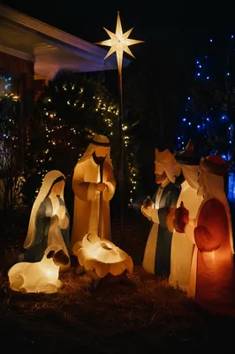 Candlelit Outdoor Christmas Nativity Display