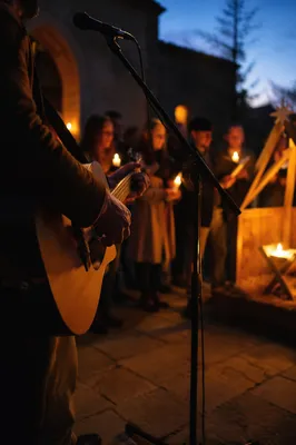 Candlelit Christmas Nativity Worship Courtyard