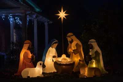 Candlelit Outdoor Christmas Nativity Display
