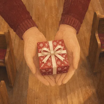 Christmas Gift Offering in Church Hands