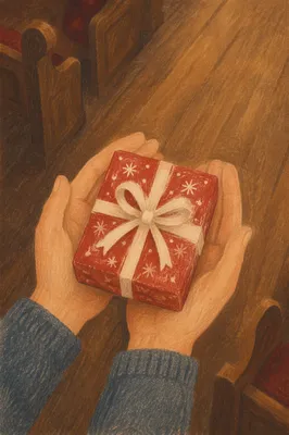 Christmas Offering Gift in Open Hands