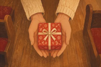 Christmas Offering Gift in Open Hands