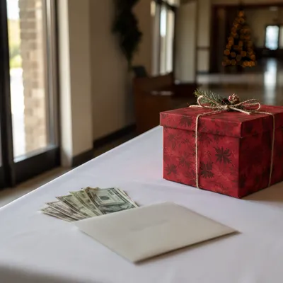Christmas Offering Gift on Church Table
