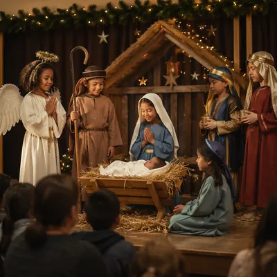 Children Christmas Pageant on Community Hall Stage