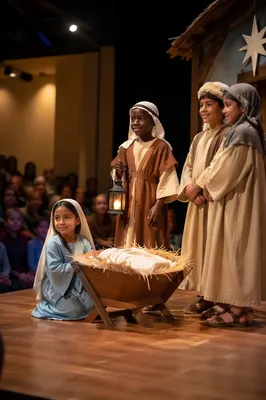 Children in Christmas Pageant on Stage