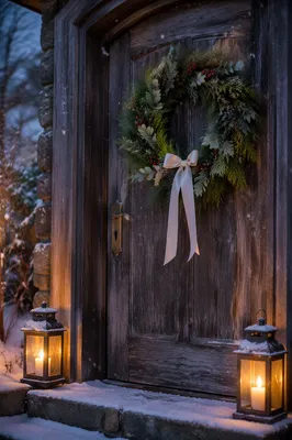 Christmas Wreath on Countryside Chapel Door