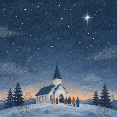 Midnight Watchnight Service at Snowy Rural Church