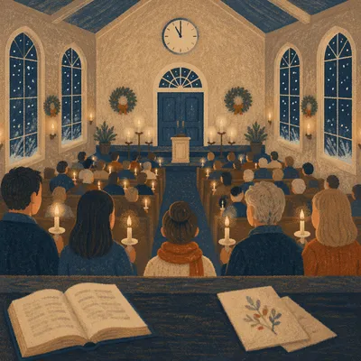 Midnight Watchnight Service in Wooden Chapel