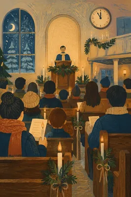 Midnight Watchnight Service in Wooden Chapel
