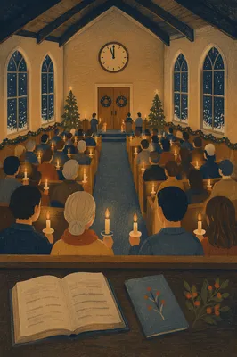 Midnight Watchnight Service in Wooden Chapel