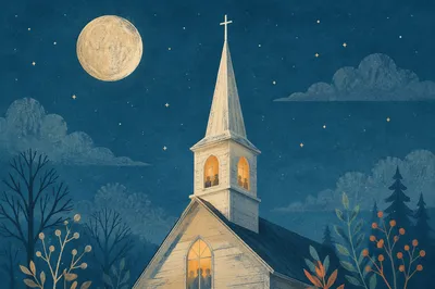 Midnight Church Steeple for New Year Watchnight