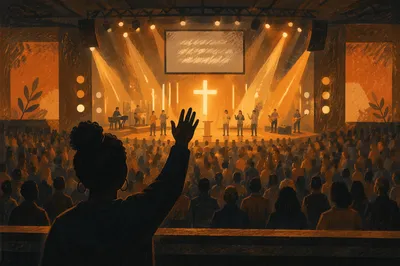 Church Auditorium at Midnight Service